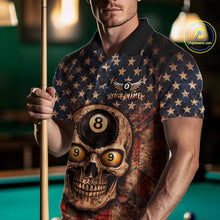 Load image into Gallery viewer, Retro American Flag Skull Pool 8 Ball &amp; 9 Ball Men Billiard Shirt Personalized Balls Billiard Shirts NYN2654