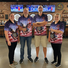 Load image into Gallery viewer, American Flag Eagle Dartboard &amp; Arrow Women Darts Quarter-Zip Shirt Custom Patriotic Dart Team Shirt NYN2659