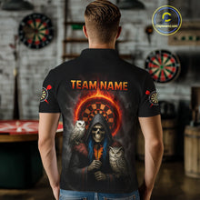 Load image into Gallery viewer, Custom Smoke Grim Reaper Flames Dartboard Dart Men Polo Shirt Outfits Dart Jerseys NYN1616