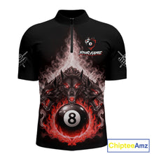 Load image into Gallery viewer, Custom Horror Wolfs Black Red Smokes Pool 8 Ball Men's Billiard Team Shirt Billiard Attire NYN2668