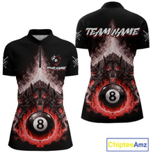 Load image into Gallery viewer, Custom Horror Wolfs Black Red Smokes Pool 8 Ball Women's Billiard Team Shirt Billiard Attire NYN2668