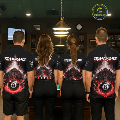 Custom Horror Wolfs Black Red Smokes Pool 8 Ball Men's Billiard Team Shirt Billiard Attire NYN2668