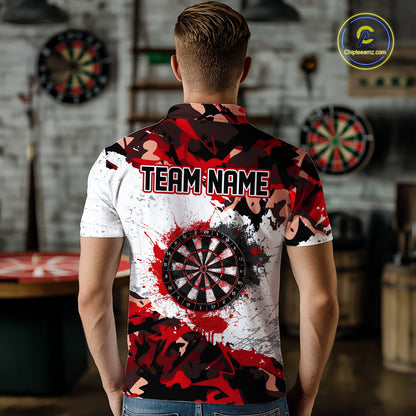 Personalized Red And White Splatter Dartboard Camouflage Darts Shirts For Men Dart Team Jerseys NYN2823