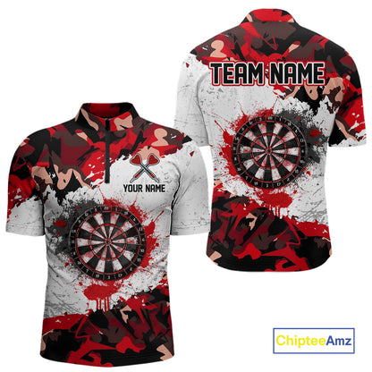 Personalized Red And White Splatter Dartboard Camouflage Darts Shirts For Men Dart Team Jerseys NYN2823