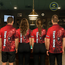 Load image into Gallery viewer, Personalized Red Grunge Smoke Crown Lion 8 Ball Pool Billiard Shirts For Women Billiard Attire Gifts NYN2826