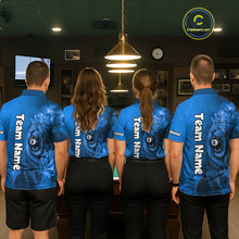Load image into Gallery viewer, Personalized Blue Grunge Smoke Crown Lion 8 Ball Pool Billiard Shirts For Men Billiard Attire Gifts NYN2827