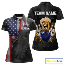 Load image into Gallery viewer, American Flag Grunge Patriotic Bowling Shirt For Women Custom Funny Beer Bowling Tournament Jersey NYN3748