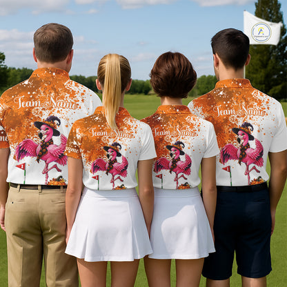 Halloween Mens Golf Polo Shirt Custom Flamingo Orange Splatter Halloween Golf Clothing Shirts NYN4809