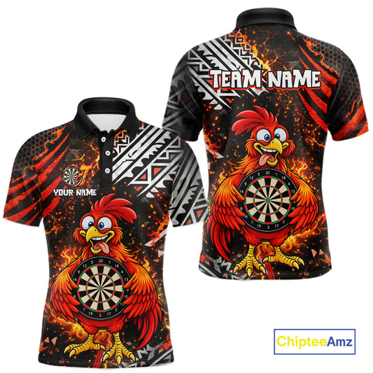 Custom Name Funny Dart Shirt For Men Personalized Crazy Rooster Fire Darts Team Uniform Jersey NYN4425