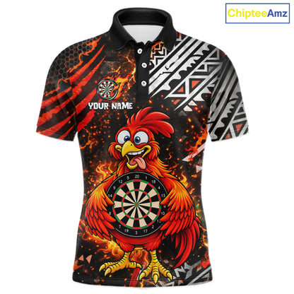 Custom Name Funny Dart Shirt For Men Personalized Crazy Rooster Fire Darts Team Uniform Jersey NYN4425
