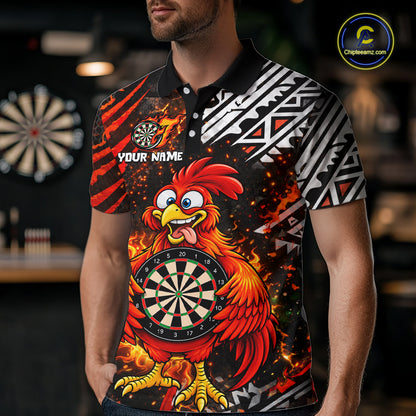 Custom Name Funny Dart Shirt For Men Personalized Crazy Rooster Fire Darts Team Uniform Jersey NYN4425