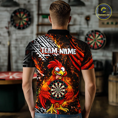 Custom Name Funny Dart Shirt For Men Personalized Crazy Rooster Fire Darts Team Uniform Jersey NYN4425