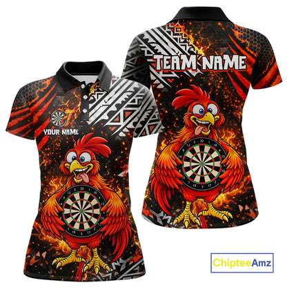 Custom Name Funny Dart Shirt For Women Personalized Crazy Rooster Fire Darts Team Uniform Jersey NYN4425