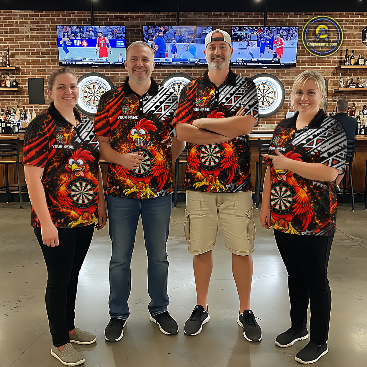 Custom Name Funny Dart Shirt For Men Personalized Crazy Rooster Fire Darts Team Uniform Jersey NYN4425