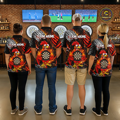 Custom Name Funny Dart Shirt For Men Personalized Crazy Rooster Fire Darts Team Uniform Jersey NYN4425
