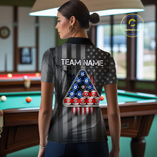 Load image into Gallery viewer, Grunge US Flag Blur 8 Ball Pool Billiard Team Shirt For Women Custom Patriotic Billiards Ball Attire NYN2470
