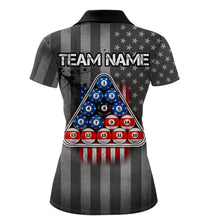 Load image into Gallery viewer, Grunge US Flag Blur 8 Ball Pool Billiard Team Shirt For Women Custom Patriotic Billiards Ball Attire NYN2470