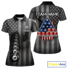Load image into Gallery viewer, Grunge US Flag Blur 8 Ball Pool Billiard Team Shirt For Women Custom Patriotic Billiards Ball Attire NYN2470