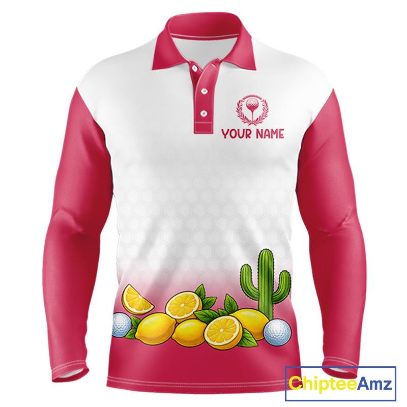 Mens Flamingo Tropical Polo Golf Shirts Custom Pink And White Ball Golf Attire For Golfers NYN3061