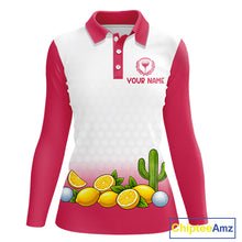 Load image into Gallery viewer, Womens Flamingo Tropical Polo Golf Shirts Custom Pink And White Ball Golf Attire For Golfers NYN3061