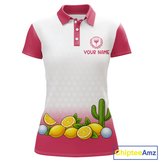 Womens Flamingo Tropical Polo Golf Shirts Custom Pink And White Ball Golf Attire For Golfers NYN3061