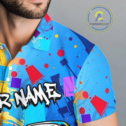Custom Mens Golf Polo Shirt With Name Colorful Golf Clubs Shirt Paint Splash Golf Jersey Golf Gifts NYN4464