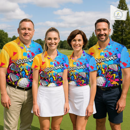 Custom Mens Golf Polo Shirt With Name Colorful Golf Clubs Shirt Paint Splash Golf Jersey Golf Gifts NYN4464