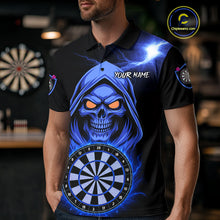 Load image into Gallery viewer, Custom Skeleton Blue Flames Dartboard Dart Men Polo Jerseys Outfits Dart Team Shirt NYN1665