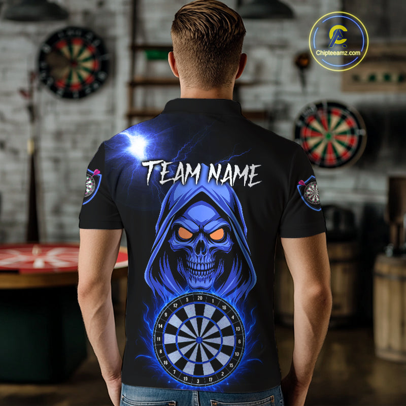 Custom Skeleton Blue Flames Dartboard Dart Women Polo Jerseys Outfits Dart Team Shirt NYN1665
