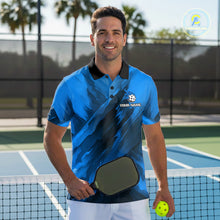 Load image into Gallery viewer, Custom Fire Flame Blue Pickleball Ball T-Shirt For Men Outfits Pickleball Jerseys NYN2486