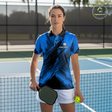 Load image into Gallery viewer, Custom Fire Flame Blue Pickleball Ball T-Shirt For Women  Outfits Pickleball Jerseys NYN2486