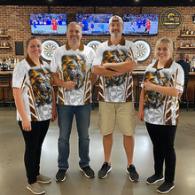 Load image into Gallery viewer, Yellow And White Grunge Tiger Dartboard Custom Women Darts Polo League Shirts Dart Jerseys NYN2839