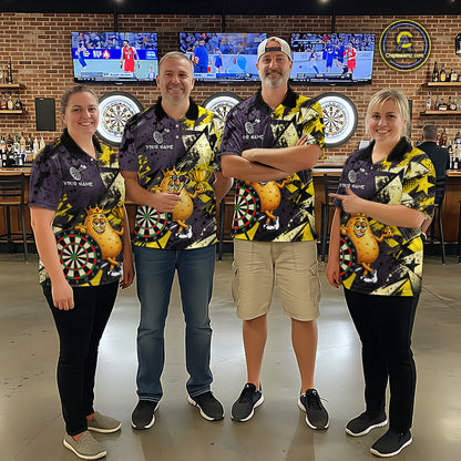 Funny King Potato Trophy Dartboard Shirt For Men Custom Name Yellow Grunge Darts Apparel Jersey NYN4474