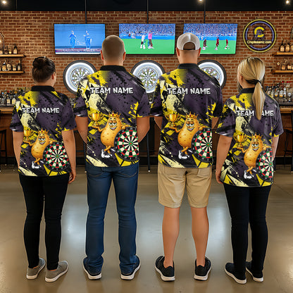 Funny King Potato Trophy Dartboard Shirt For Men Custom Name Yellow Grunge Darts Apparel Jersey NYN4474