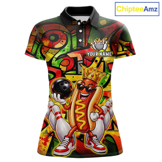 Custom Funny King Hotdog Bowling Shirt For Women Graffiti Funny Bowling Team Shirt Jersey NYN4852