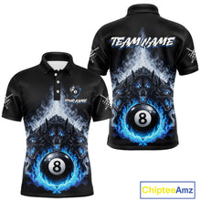 Load image into Gallery viewer, Custom Horror Wolfs Black Blue Smokes Pool 8 Ball Men's Billiard Team Shirt Billiard Attire NYN2503