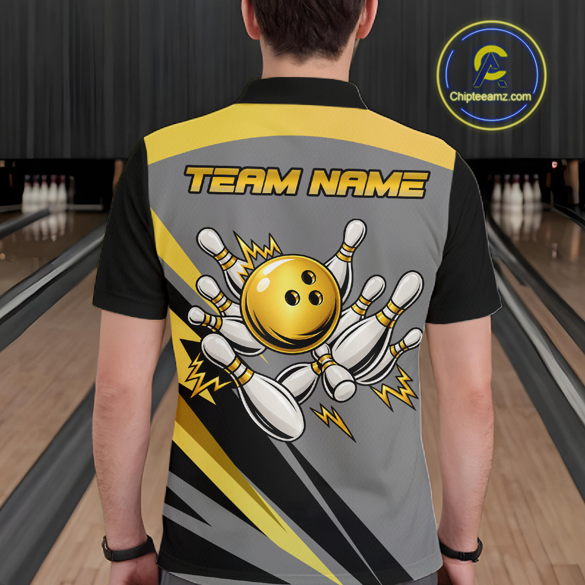 Personalized Gray And Gold Bowling Team Shirts For Women Custom Bowling Polo Quarter Zip Shirt NYN4497