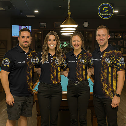Yellow Smokes American Flag 8 Ball Billiard Pool Shirt For Men Custom Billiard Skeleton Team Appeal NYN4862