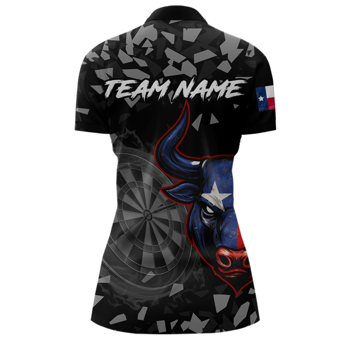 Texas Flag Bull & Dartboard Custom Grunge Women Darts 1/4-Zip Shirt Patriotic Darts Team Jersey NYN2716