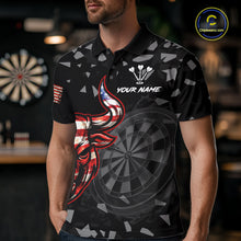 Load image into Gallery viewer, USA Flag Bull &amp; Dartboard Custom Grunge Men Darts Polo Shirt Patriotic Darts Team Jersey NYN2717