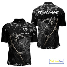 Load image into Gallery viewer, Grey Grim Reaper Smoke Dartboard Custom Grunge Men Darts 1/4-Zip Shirt Darts Team Jersey NYN2718