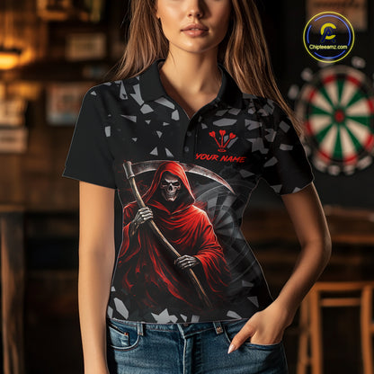 Red Grim Reaper Smoke Dartboard Custom Grunge Women Darts Polo Shirt Darts Team Jersey NYN2719