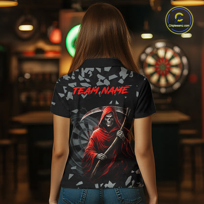Red Grim Reaper Smoke Dartboard Custom Grunge Women Darts Polo Shirt Darts Team Jersey NYN2719