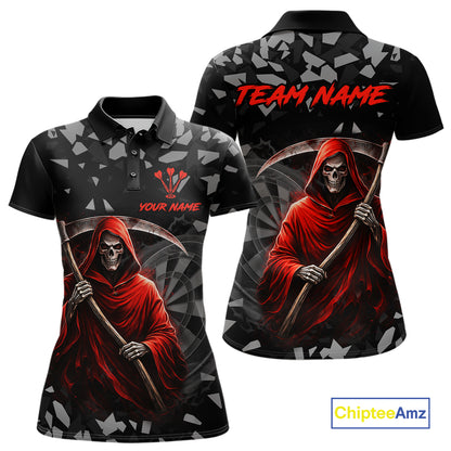Red Grim Reaper Smoke Dartboard Custom Grunge Women Darts Polo Shirt Darts Team Jersey NYN2719
