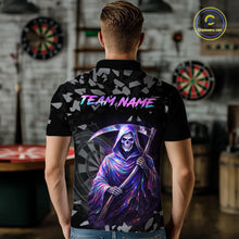 Load image into Gallery viewer, Holographic Grim Reaper Smoke Dartboard Custom Men Darts Polo Shirt Dart Team Jersey NYN2720