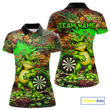 Load image into Gallery viewer, Personalized Funny Dart Shirt Cartoon Frog Dartboard Polo Quarter Zip Shirt Custom Team Shirt For Women NYN2858