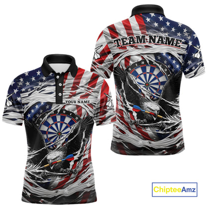 Eagle Plays Dart Arrow Freedom Patriotic Darts Polo Shirt Personalized US Flag Men Dart Jerseys NYN2519