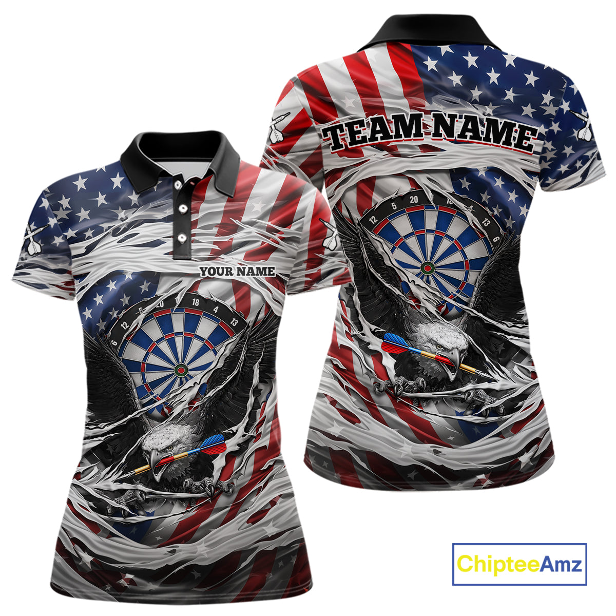 Eagle Plays Dart Arrow Freedom Patriotic Darts Polo Shirt Personalized US Flag Women Dart Jerseys NYN2519