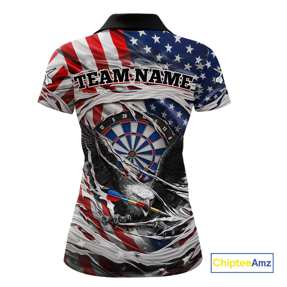 Eagle Plays Dart Arrow Freedom Patriotic Darts Polo Shirt Personalized US Flag Women Dart Jerseys NYN2519