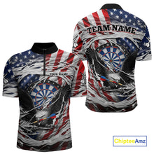 Load image into Gallery viewer, Eagle Plays Dart Arrow Freedom Patriotic Darts Quarter-zip Shirt Personalized US Flag Men Dart Jerseys NYN2519